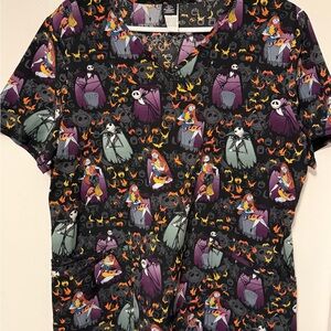 Nightmare Before Christmas Printed Scrub Top
